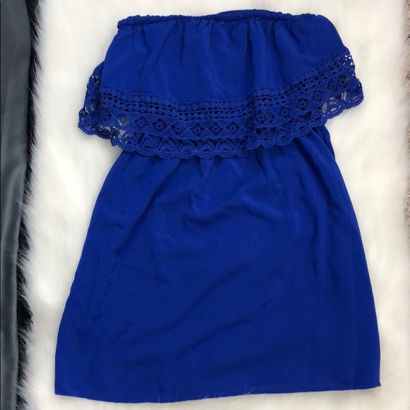 Bold blue strapless dress - Picture 3 of 4